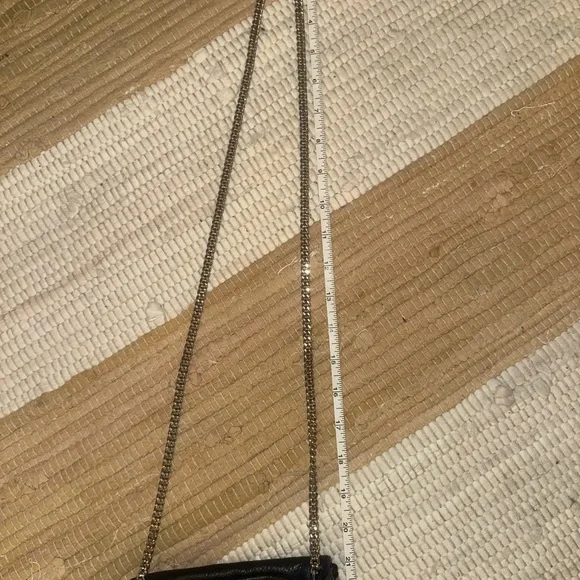 All Saints Black whipstitch cross body purse silver chain - Picture 7 of 13